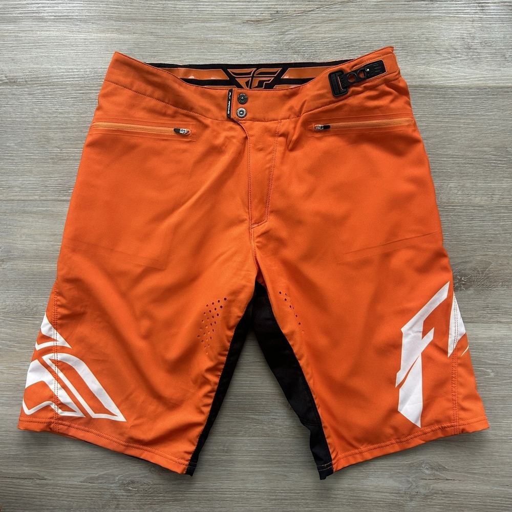 Fly Racing Mens 34 Orange Radium Riding Shorts Vented Mountain Bike